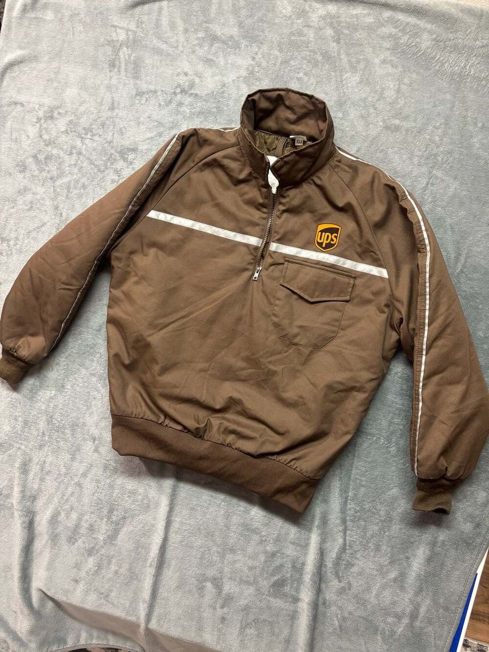 Rare Twin Hill UPS Employee Brown Half-Zip Reflective Uniform Jacket